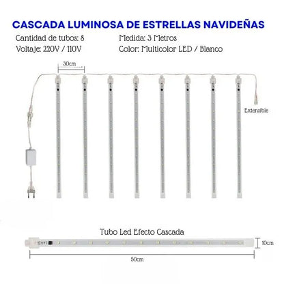 Luz Lluvia de Meteoros Navideña | LED 3 Metros + eBook de Recetas Navideñas 2024 GRATIS